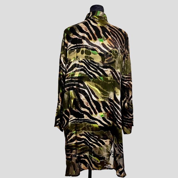Caroline Rose Silk Blend Sheer-ish Tunic Blouse – Abstract Animal Print, Size L - Picture 6 of 9